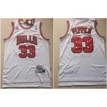 Men's Chicago Bulls #33 Scottie Pippen White Throwback Stitched Jersey Men's Chicago Bulls #33 Scottie Pippen White Throwback Stitched Jersey