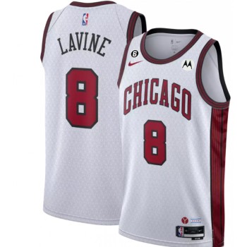Men's Chicago Bulls #8 Zach LaVine 2022-23 White City Edition With NO.6 Patch Stitched Basketball Jersey Men's Chicago Bulls #8 Zach LaVine 2022-23 White City Edition With NO.6 Patch Stitched Basketball Jersey