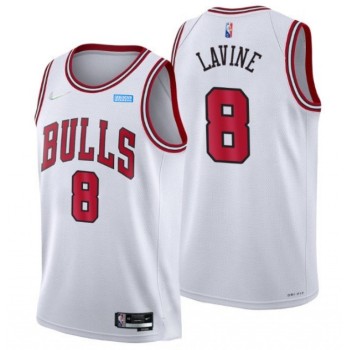 Men's Chicago Bulls #8 Zach LaVine 75th Anniversary White Swingman Stitched Basketball Jersey Men's Chicago Bulls #8 Zach LaVine 75th Anniversary White Swingman Stitched Basketball Jersey
