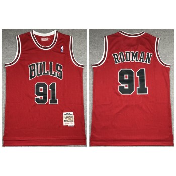 Men's Chicago Bulls #91 Dennis Rodman 1997-98 Red Throwback Stitched Jersey Men's Chicago Bulls #91 Dennis Rodman 1997-98 Red Throwback Stitched Jersey