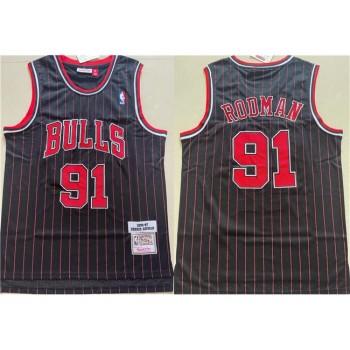 Men's Chicago Bulls #91 Dennis Rodman Black 1996-97 Throwback Stitched Jersey Men's Chicago Bulls #91 Dennis Rodman Black 1996-97 Throwback Stitched Jersey