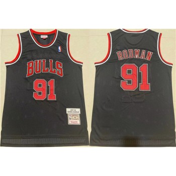 Men's Chicago Bulls #91 Dennis Rodman Black 1997-98 Throwback Stitched Jersey Men's Chicago Bulls #91 Dennis Rodman Black 1997-98 Throwback Stitched Jersey
