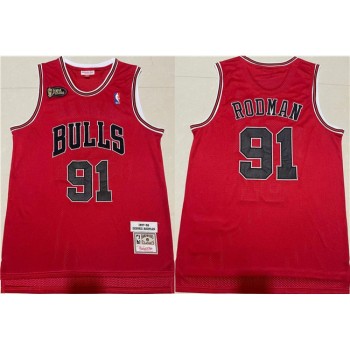 Men's Chicago Bulls #91 Dennis Rodman Red 1997-98 Throwback Stitched Jersey Men's Chicago Bulls #91 Dennis Rodman Red 1997-98 Throwback Stitched Jersey