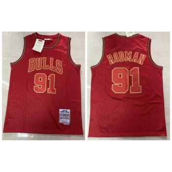 Men's Chicago Bulls #91 Dennis Rodman Red 2020 CNY Swingman Throwback Stitched Jersey Men's Chicago Bulls #91 Dennis Rodman Red 2020 CNY Swingman Throwback Stitched Jersey