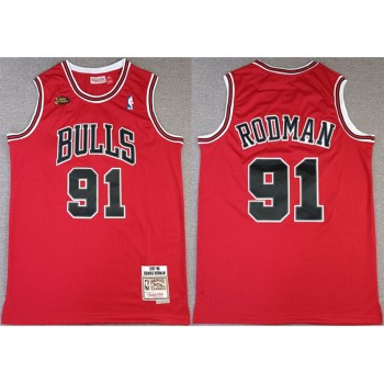 Men's Chicago Bulls #91 Dennis Rodman Red NBA Finals 1997-98 Throwback Champions Stitched Jersey Men's Chicago Bulls #91 Dennis Rodman Red NBA Finals 1997-98 Throwback Champions Stitched Jersey
