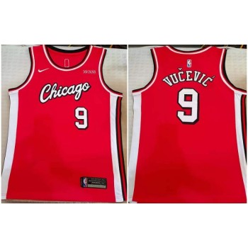 Men's Chicago Bulls #9 Nikola Vucevic Red Stitched Basketball Jersey Men's Chicago Bulls #9 Nikola Vucevic Red Stitched Basketball Jersey