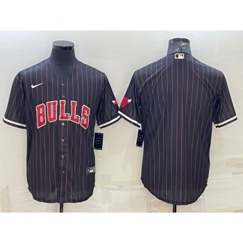 Men's Chicago Bulls Blank Black Cool Base Stitched Baseball Jersey Men's Chicago Bulls Blank Black Cool Base Stitched Baseball Jersey
