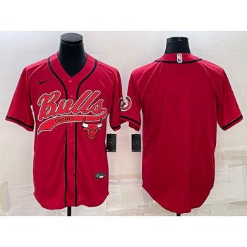 Men's Chicago Bulls Blank Red Cool Base Stitched Baseball Jersey Men's Chicago Bulls Blank Red Cool Base Stitched Baseball Jersey