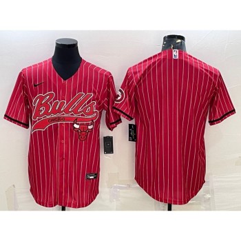 Men's Chicago Bulls Blank Red Cool Base Stitched Baseball Jersey Men's Chicago Bulls Blank Red Cool Base Stitched Baseball Jersey