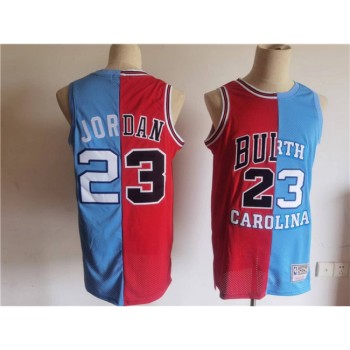 Men's Chicago Bulls/North Carolina #23 Michael Jordan White/Blue Split Throwback Stitched Jersey Men's Chicago Bulls/North Carolina #23 Michael Jordan White/Blue Split Throwback Stitched Jersey