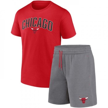 Men's Chicago Bulls Red/Heather Gray Arch T-Shirt & Shorts Combo Set Men's Chicago Bulls Red/Heather Gray Arch T-Shirt & Shorts Combo Set