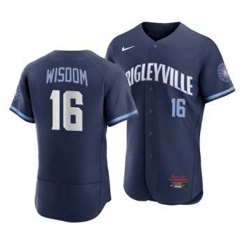 Men's Chicago Cubs #16 Patrick Wisdom 2021 Navy City Connect Stitched Jersey Men's Chicago Cubs #16 Patrick Wisdom 2021 Navy City Connect Stitched Jersey