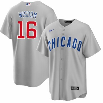 Men's Chicago Cubs #16 Patrick Wisdom Grey Cool Base Stitched Baseball Jersey Men's Chicago Cubs #16 Patrick Wisdom Grey Cool Base Stitched Baseball Jersey