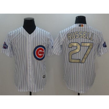 Youth Chicago Cubs #27 Addison Russell White 2017 Gold Program Cool Base Stitched MLB Jersey