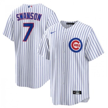 Youth Chicago Cubs #7 Dansby Swanson White Cool Base Stitched Baseball Jersey