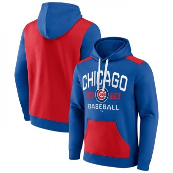 Men's Chicago Cubs Royal/Red Chip in Pullover Hoodie Men's Chicago Cubs Royal/Red Chip in Pullover Hoodie