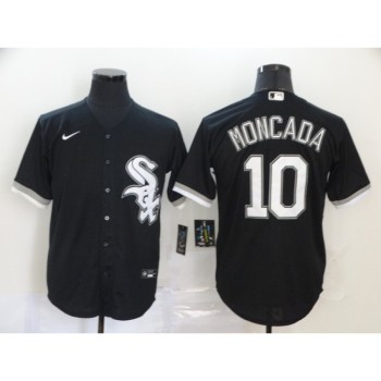 Men's Chicago White Sox #10 Yoan Moncada Black Cool Base Stitched MLB Jersey