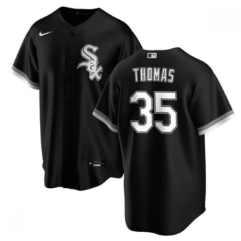 Men's Chicago White Sox #35 Frank Thomas Black Cool Base Stitched Jersey