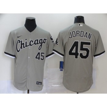Men's Chicago White Sox #45 Michael Jordan Grey Flex Base Stitched Jersey