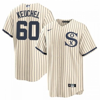 Men's Chicago White Sox #60 Dallas Keuchel 2021 Cream/Navy Name&Number Field of Dreams Cool Base Stitched Jersey Men's Chicago White Sox #60 Dallas Keuchel 2021 Cream/Navy Name&Number Field of Dreams Cool Base Stitched Jersey