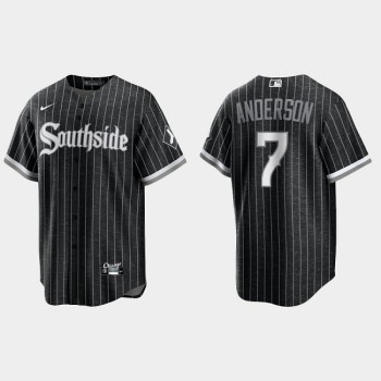 Men's Chicago White Sox #7 Tim Anderson Black 2021 City Connect Cool Base Stitched Jersey Men's Chicago White Sox #7 Tim Anderson Black 2021 City Connect Cool Base Stitched Jersey