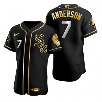Men's Chicago White Sox #7 Tim Anderson Black Gold Flex Base Stitched Jersey Men's Chicago White Sox #7 Tim Anderson Black Gold Flex Base Stitched Jersey