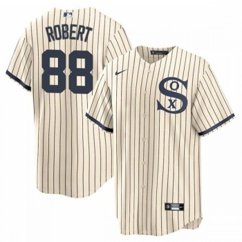 Men's Chicago White Sox #88 Luis Robert 2021 Cream/Navy Name&Number Field of Dreams Cool Base Stitched Jersey