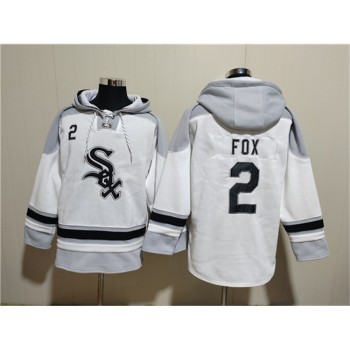 Men's Chicago White Sox #2 Nellie Fox White Ageless Must-Have Lace-Up Pullover Hoodie Men's Chicago White Sox #2 Nellie Fox White Ageless Must-Have Lace-Up Pullover Hoodie