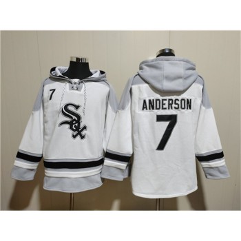 Men's Chicago White Sox #7 Tim Anderson White Ageless Must-Have Lace-Up Pullover Hoodie Men's Chicago White Sox #7 Tim Anderson White Ageless Must-Have Lace-Up Pullover Hoodie