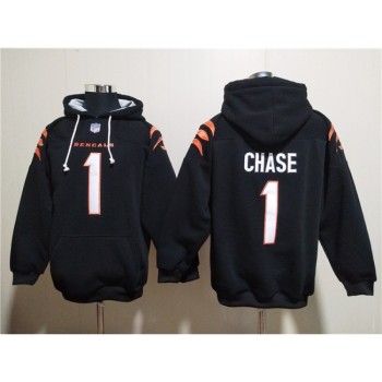 Men's Cincinnati Bengals #1 Ja'Marr Chase Black Pullover Hoodie
