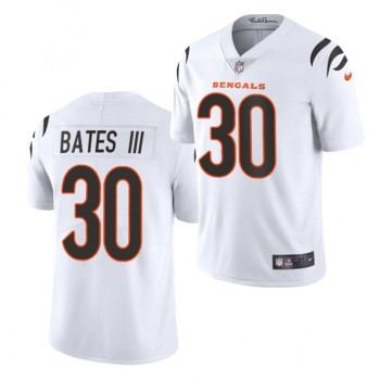 Men's Cincinnati Bengals #30 Jessie Bates III 2021 New White Vapor Untouchable Limited Stitched Jersey Men's Cincinnati Bengals #30 Jessie Bates III 2021 New White Vapor Untouchable Limited Stitched Jersey