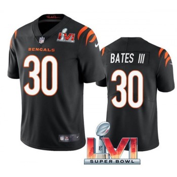 Men's Cincinnati Bengals #30 Jessie Bates III 2022 Black Super Bowl LVI Vapor Limited Stitched Jersey
