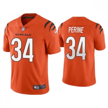 Men's Cincinnati Bengals #34 Samaje Perine 2021 Orange Vapor Untouchable Limited Stitched Jersey Men's Cincinnati Bengals #34 Samaje Perine 2021 Orange Vapor Untouchable Limited Stitched Jersey