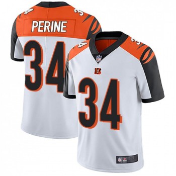 Men's Cincinnati Bengals #34 Samaje Perine White Vapor Untouchable Limited Stitched Jersey Men's Cincinnati Bengals #34 Samaje Perine White Vapor Untouchable Limited Stitched Jersey