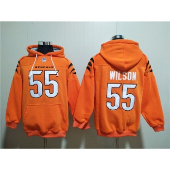 Men's Cincinnati Bengals #55 Logan Wilson Orange Pullover Hoodie