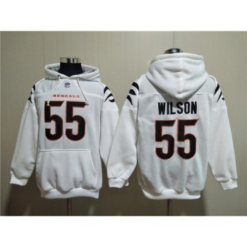 Men's Cincinnati Bengals #55 Logan Wilson White Pullover Hoodie