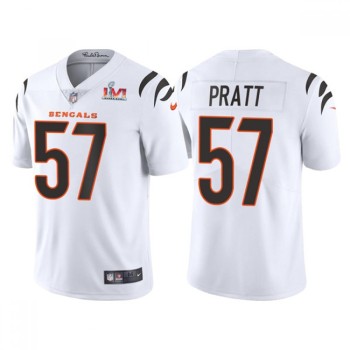 Men's Cincinnati Bengals #57 Germaine Pratt 2022 White Super Bowl LVI Vapor Limited Stitched Jersey Men's Cincinnati Bengals #57 Germaine Pratt 2022 White Super Bowl LVI Vapor Limited Stitched Jersey