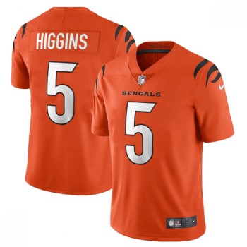 Men's Cincinnati Bengals #5 Tee Higgins Orange Vapor Untouchable Limited Stitched Jersey Men's Cincinnati Bengals #5 Tee Higgins Orange Vapor Untouchable Limited Stitched Jersey