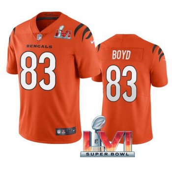 Men's Cincinnati Bengals #83 Tyler Boyd 2022 Orange Super Bowl LVI Vapor Limited Stitched Jersey Men's Cincinnati Bengals #83 Tyler Boyd 2022 Orange Super Bowl LVI Vapor Limited Stitched Jersey