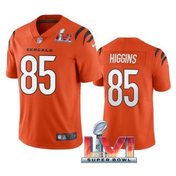Men's Cincinnati Bengals #85 Tee Higgins 2022 Orange Super Bowl LVI Vapor Limited Stitched Jersey Men's Cincinnati Bengals #85 Tee Higgins 2022 Orange Super Bowl LVI Vapor Limited Stitched Jersey