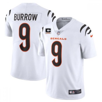 Men's Cincinnati Bengals #9 Joe Burrow 2022 White With 3-star C Patch Vapor Limited Stitched Jersey Men's Cincinnati Bengals #9 Joe Burrow 2022 White With 3-star C Patch Vapor Limited Stitched Jersey