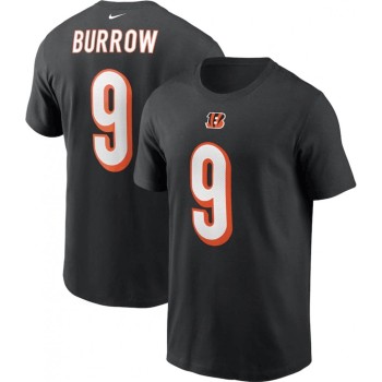 Men's Cincinnati Bengals Black #9 Joe Burrow T-Shirt Men's Cincinnati Bengals Black #9 Joe Burrow T-Shirt
