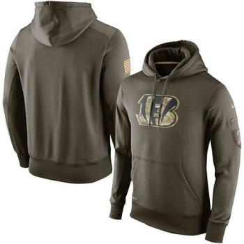 Men's Cincinnati Bengals Olive Salute To Service KO Performance Hoodie