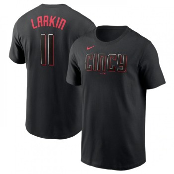 Men's Cincinnati Reds #11 Barry Larkin 2023 City Connect Name & Number T-Shirt Men's Cincinnati Reds #11 Barry Larkin 2023 City Connect Name & Number T-Shirt