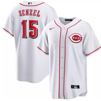 Men's Cincinnati Reds #15 Nick Senzel White Cool Base Stitched Baseball Jersey Men's Cincinnati Reds #15 Nick Senzel White Cool Base Stitched Baseball Jersey