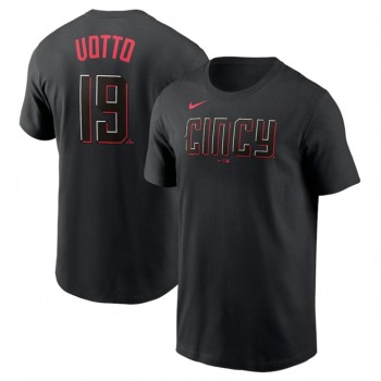 Men's Cincinnati Reds #19 Joey Votto 2023 City Connect Name & Number T-Shirt Men's Cincinnati Reds #19 Joey Votto 2023 City Connect Name & Number T-Shirt