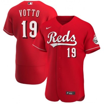 Men's Cincinnati Reds #19 Joey Votto Red Flex Base Stitched Jersey Men's Cincinnati Reds #19 Joey Votto Red Flex Base Stitched Jersey