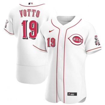 Men's Cincinnati Reds #19 Joey Votto White Flex Base Stitched Jersey Men's Cincinnati Reds #19 Joey Votto White Flex Base Stitched Jersey