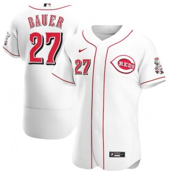 Men's Cincinnati Reds #27 Trevor Bauer White Flex Base Stitched Jersey Men's Cincinnati Reds #27 Trevor Bauer White Flex Base Stitched Jersey