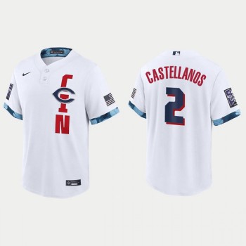 Men's Cincinnati Reds #2 Nick Castellanos 2021 White All-Star Cool Base Stitched MLB Jersey Men's Cincinnati Reds #2 Nick Castellanos 2021 White All-Star Cool Base Stitched MLB Jersey